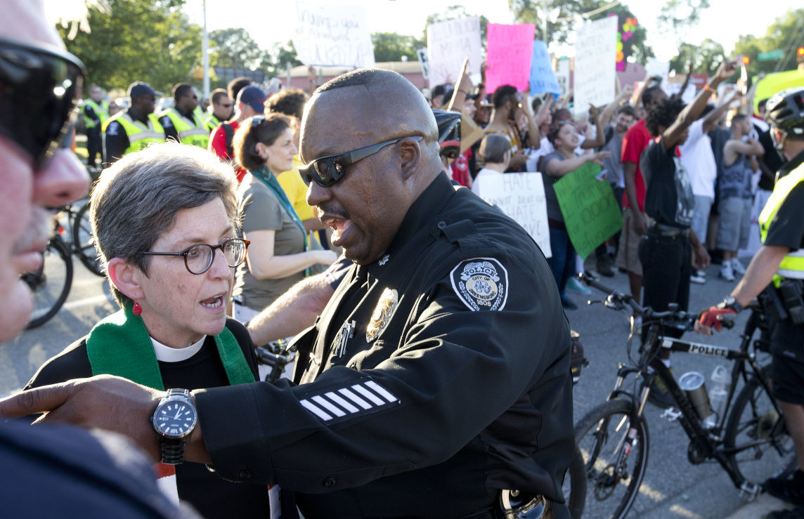 James Hinson at protest line